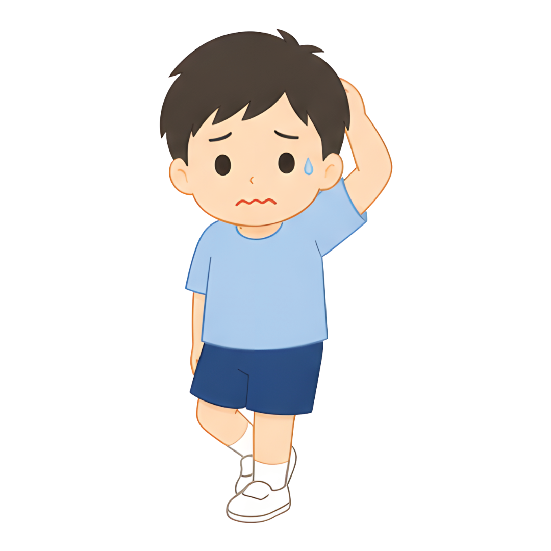 子どもAの全身（悩む）イラスト