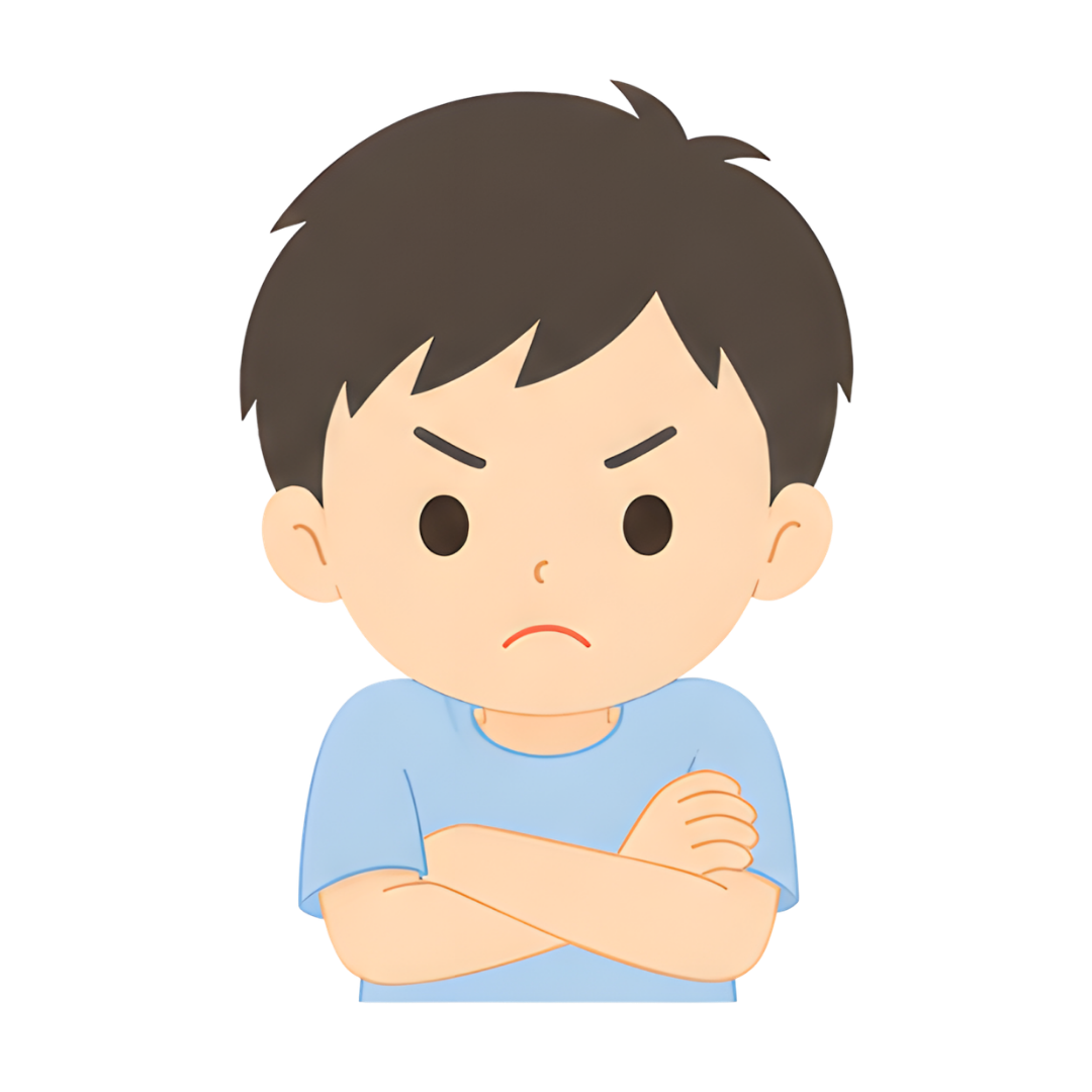 子どもAの上半身（怒る）イラスト