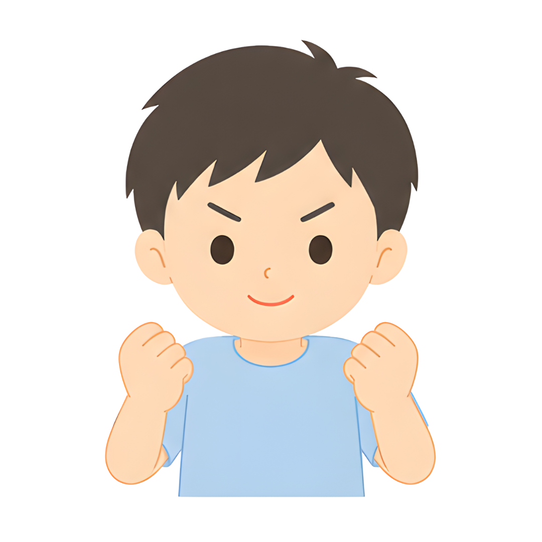 子どもAの上半身（頑張る）イラスト