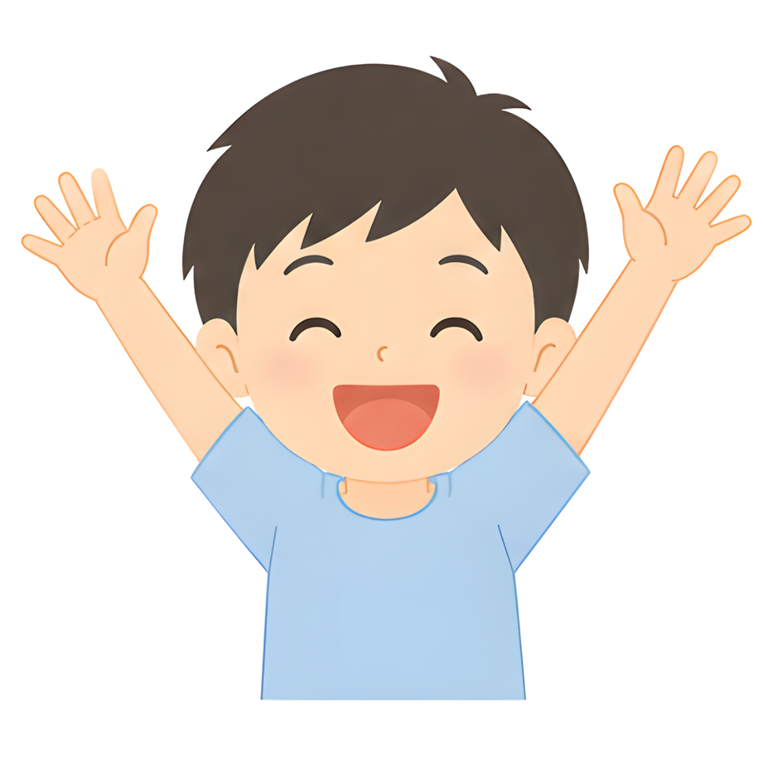 子どもAの上半身（喜ぶ）イラスト