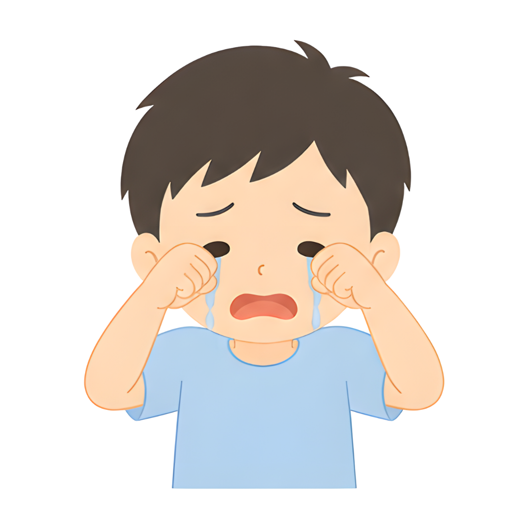 子どもAの上半身（悲しむ）イラスト