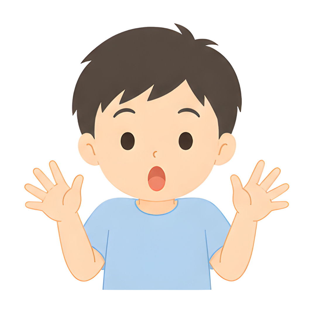 子どもAの上半身（驚く）イラスト