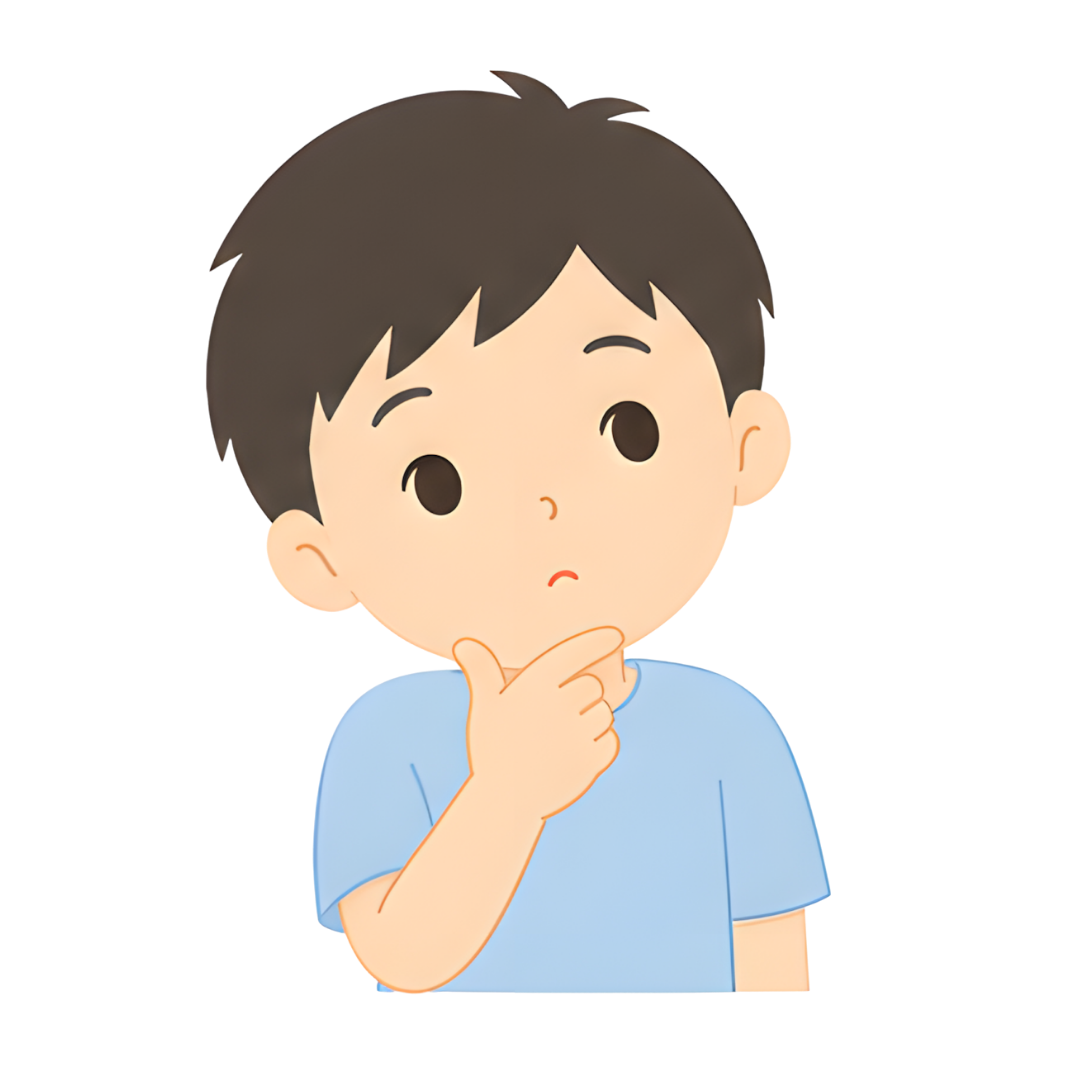 子どもAの上半身（考える）イラスト