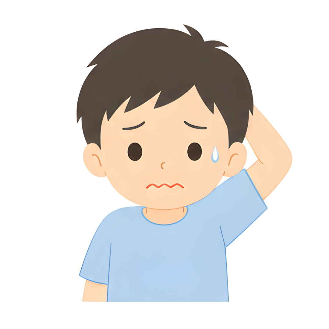 子どもAの上半身（悩む）イラスト