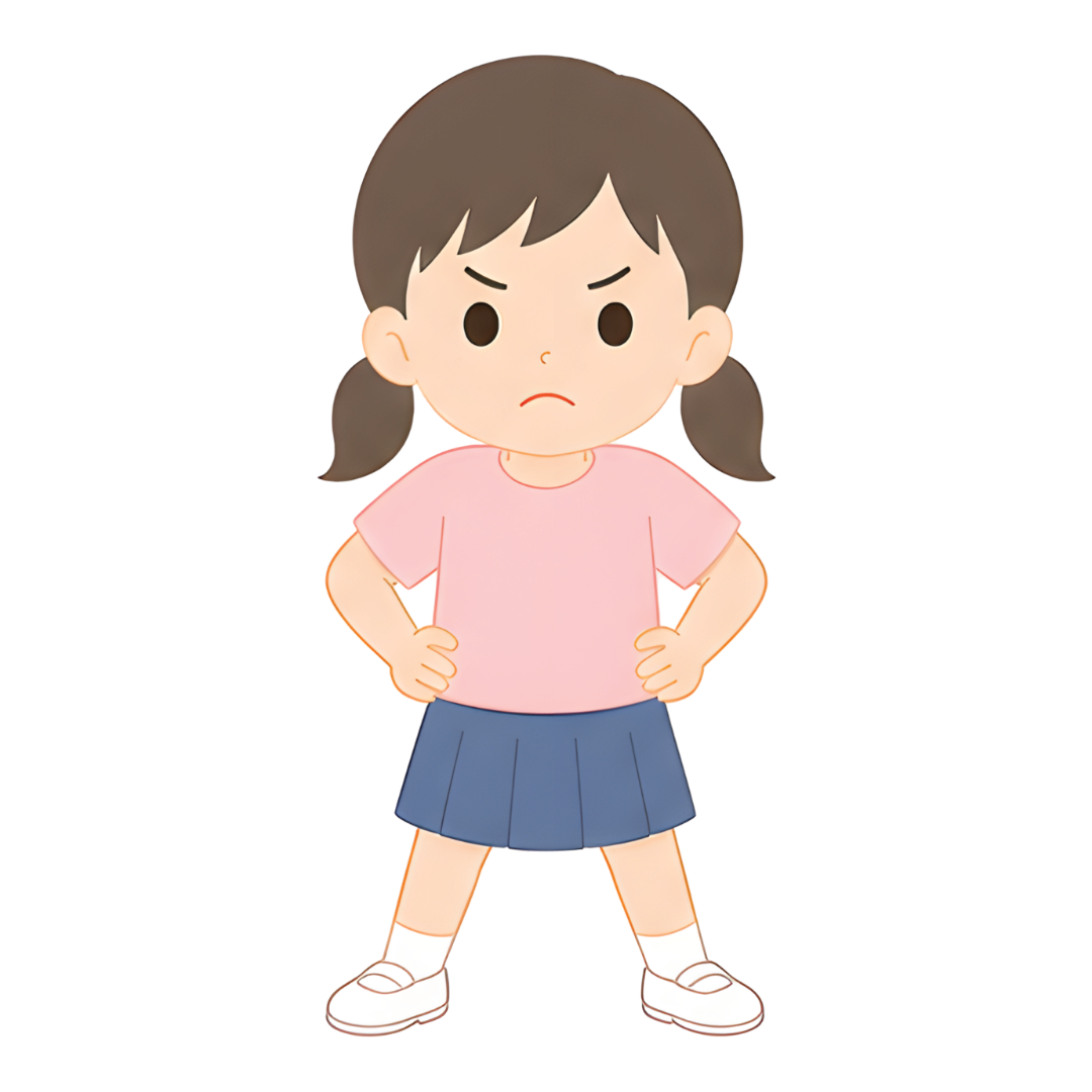 子どもBの全身（怒る）イラスト