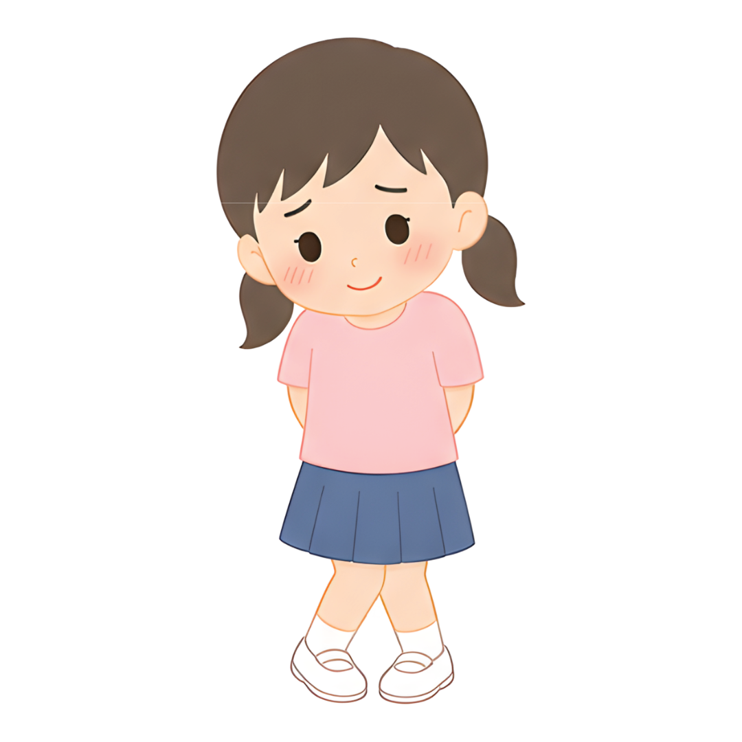 子どもBの全身（恥ずかしがる）イラスト