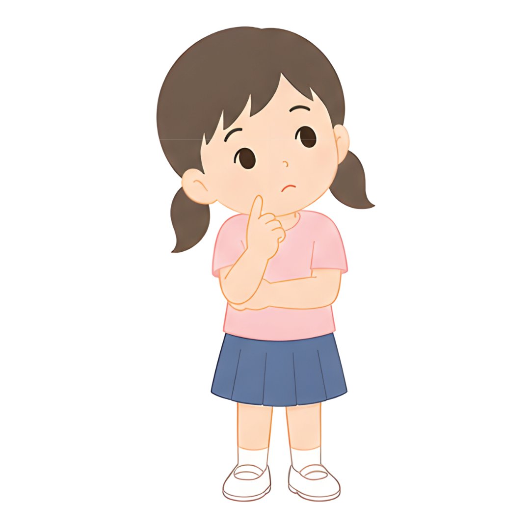 子どもBの全身（考える）イラスト