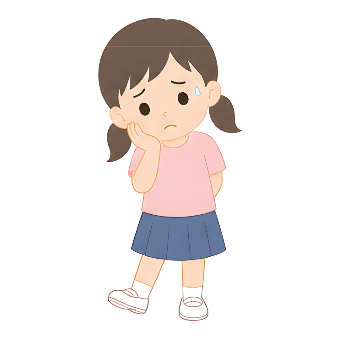 子どもBの全身（悩む）イラスト