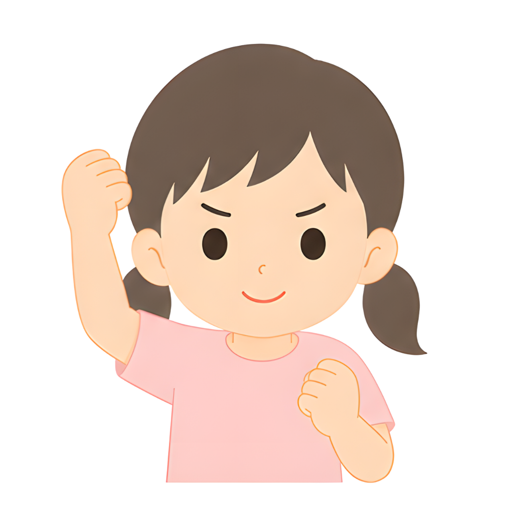 子どもBの上半身（頑張る）イラスト