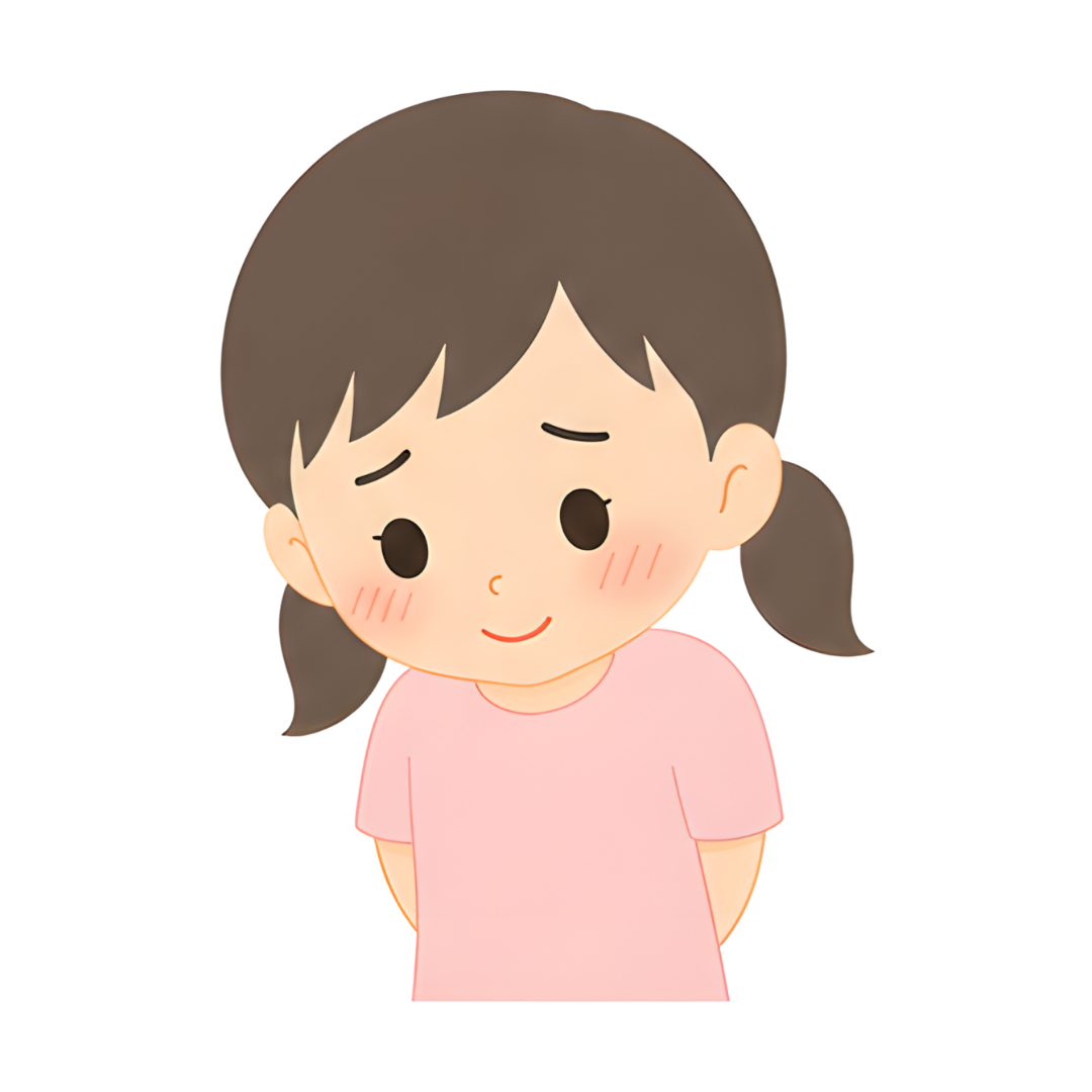 子どもBの上半身（恥ずかしがる）イラスト