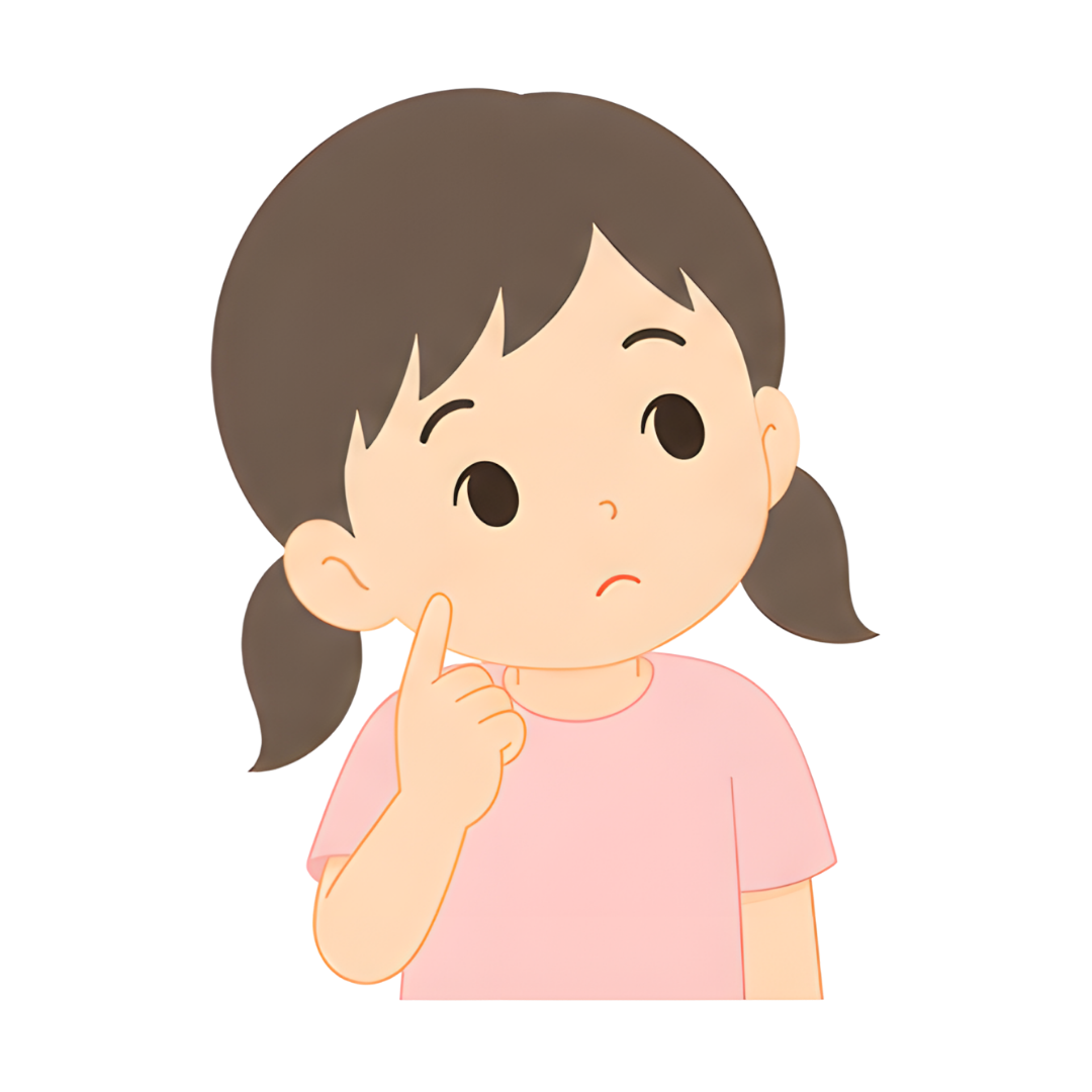 子どもBの上半身（考える）イラスト