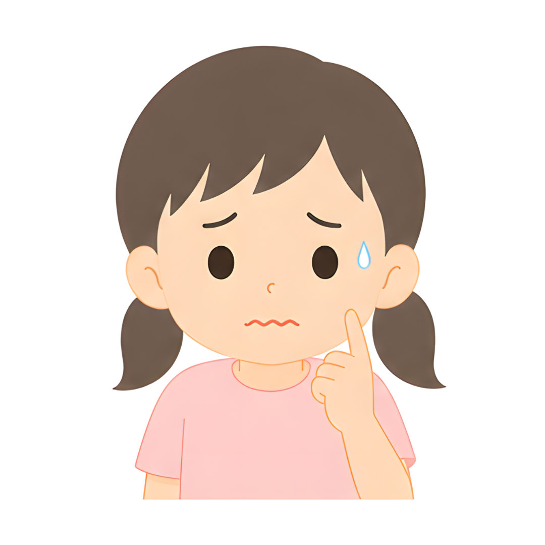 子どもBの上半身（悩む）イラスト