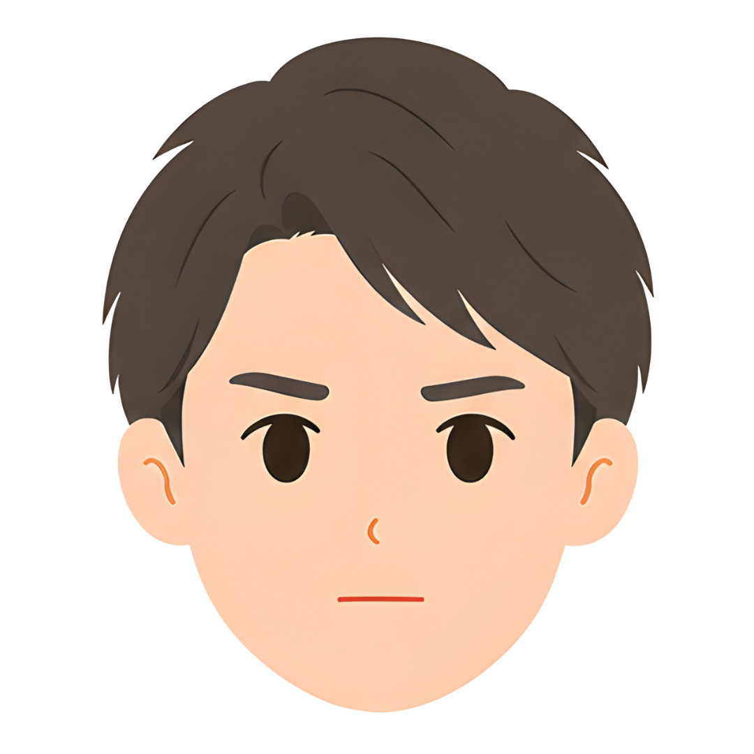先生Aの顔（真剣になる）イラスト