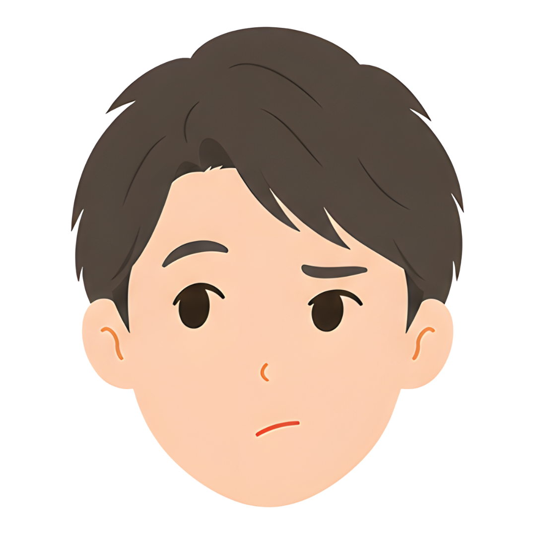 先生Aの顔（考える）イラスト