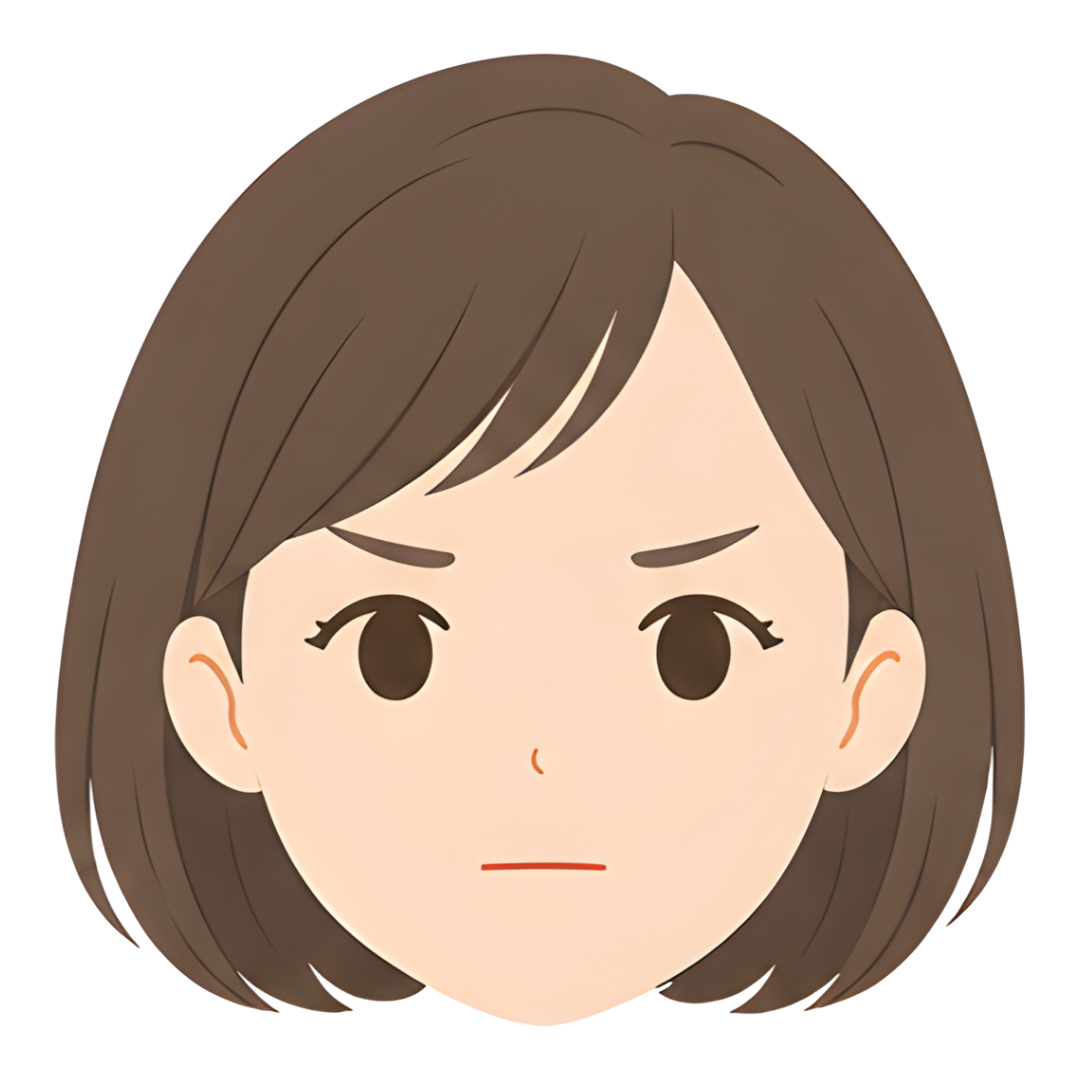先生Bの顔（真剣になる）イラスト