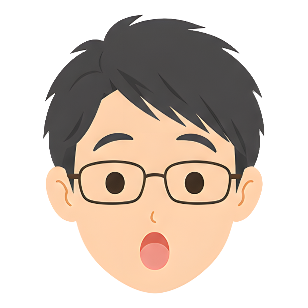 先生Cの顔（驚く）イラスト