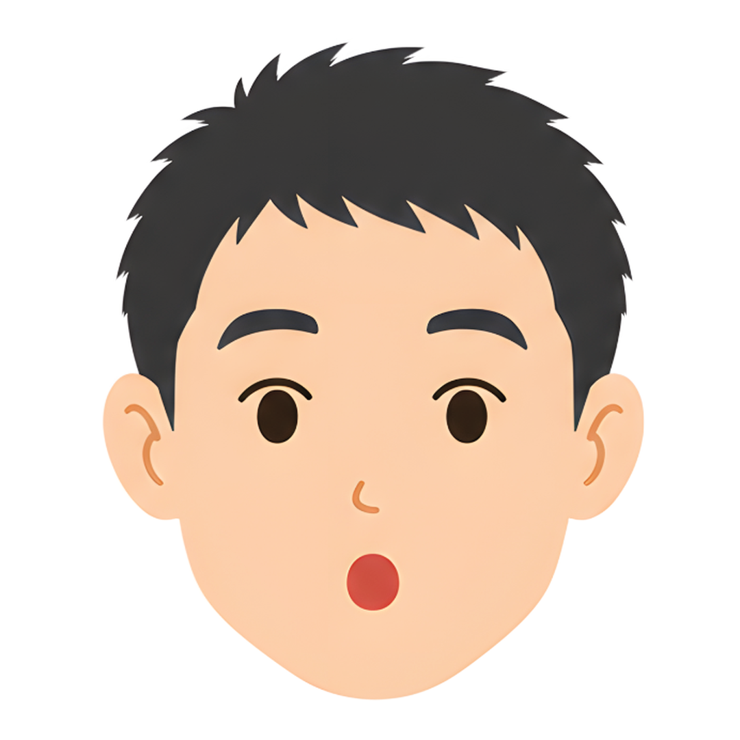 先生Eの顔（驚く）イラスト