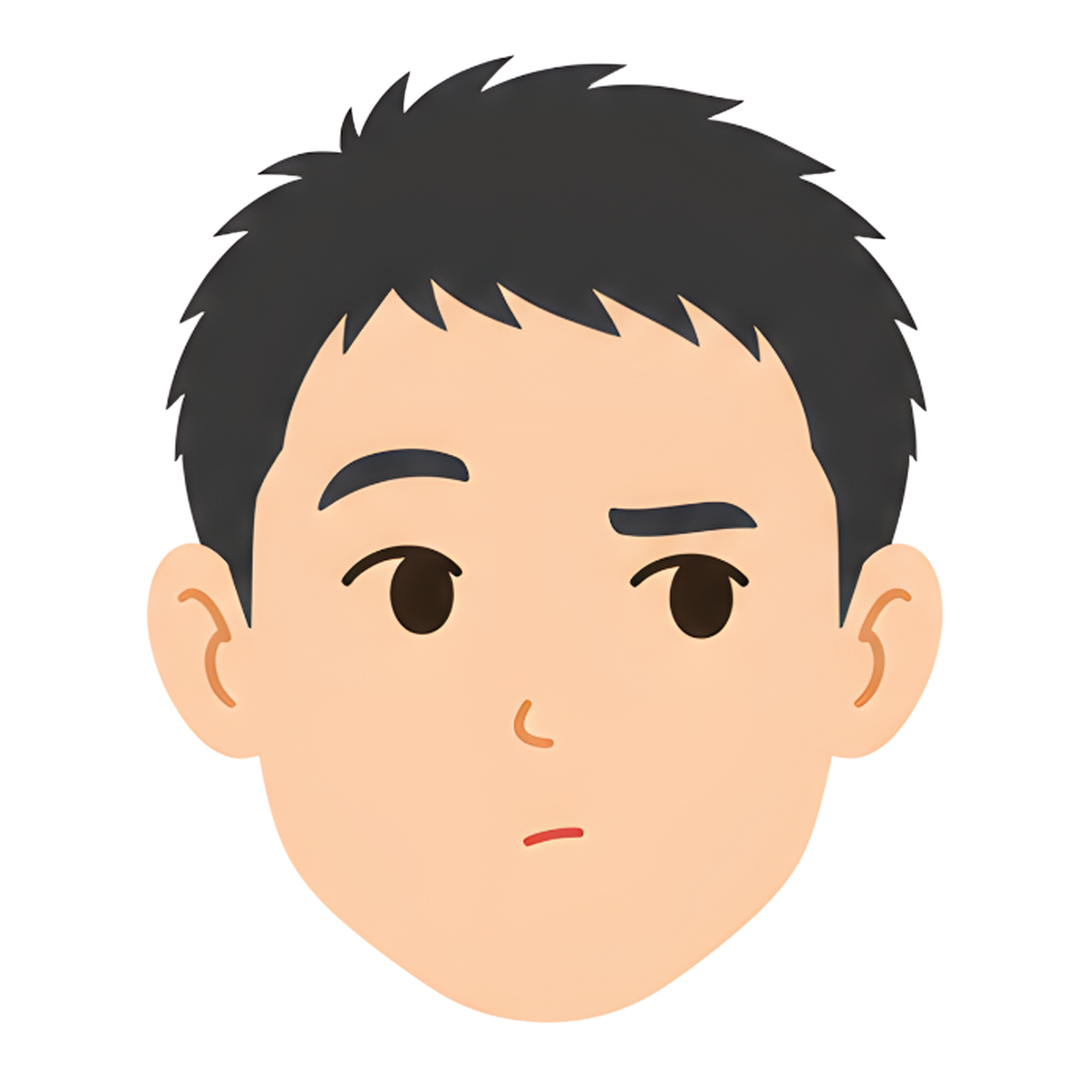 先生Eの顔（考える）イラスト