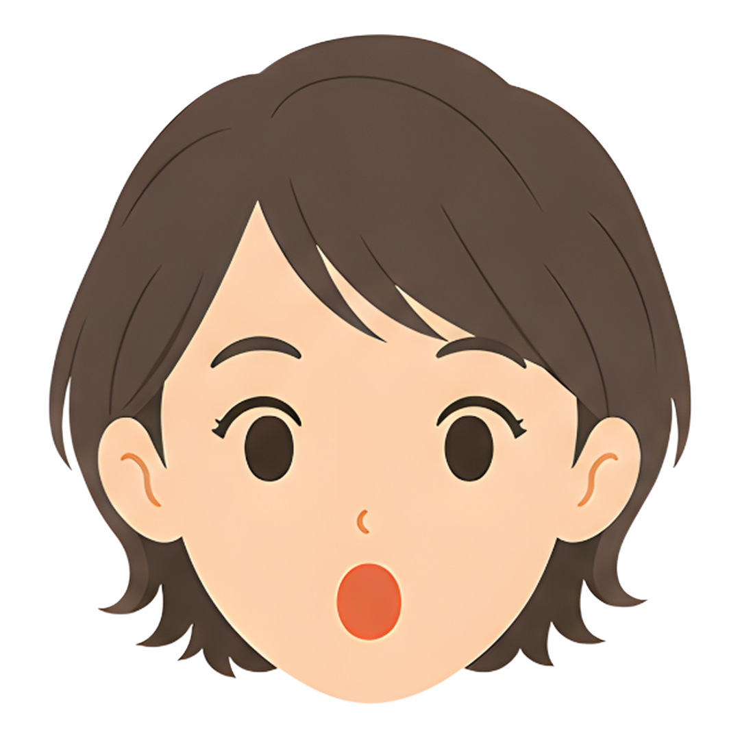 先生Fの顔（驚く）イラスト