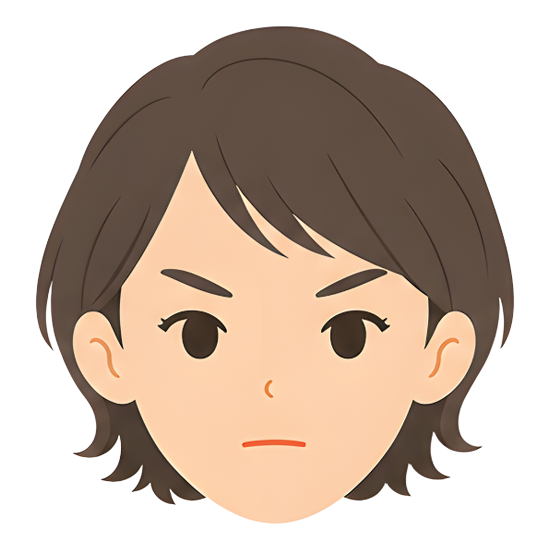 先生Fの顔（真剣になる）イラスト