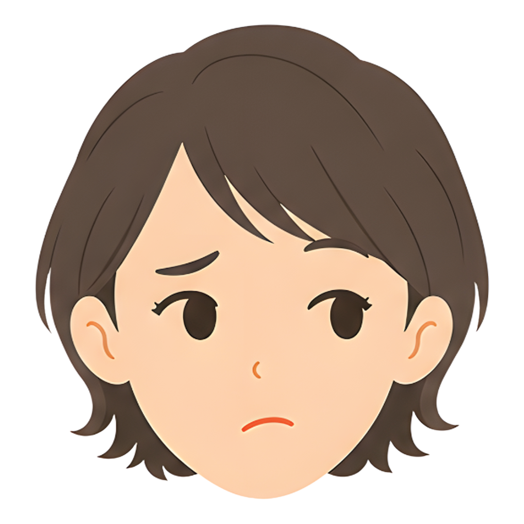 先生Fの顔（考える）イラスト