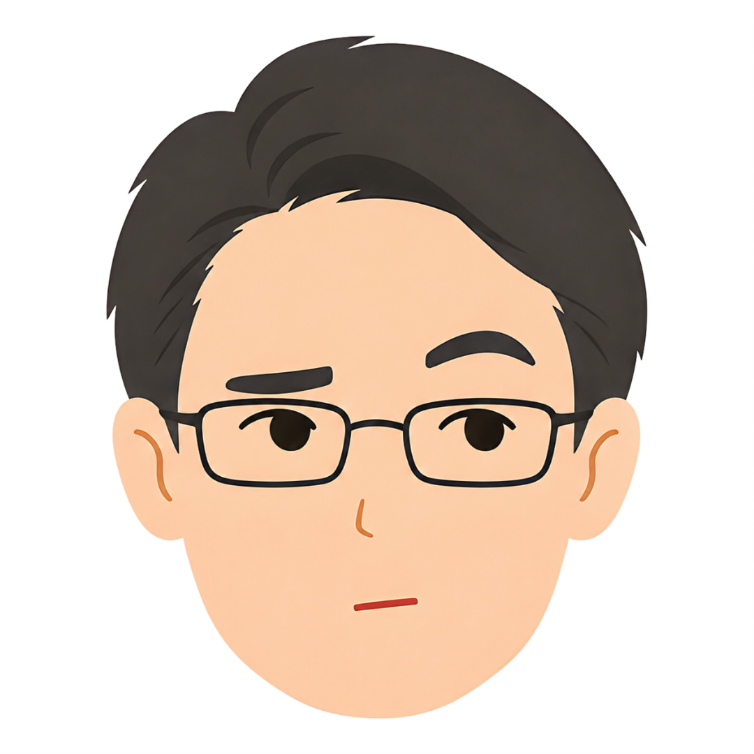 先生Gの顔（考える）イラスト