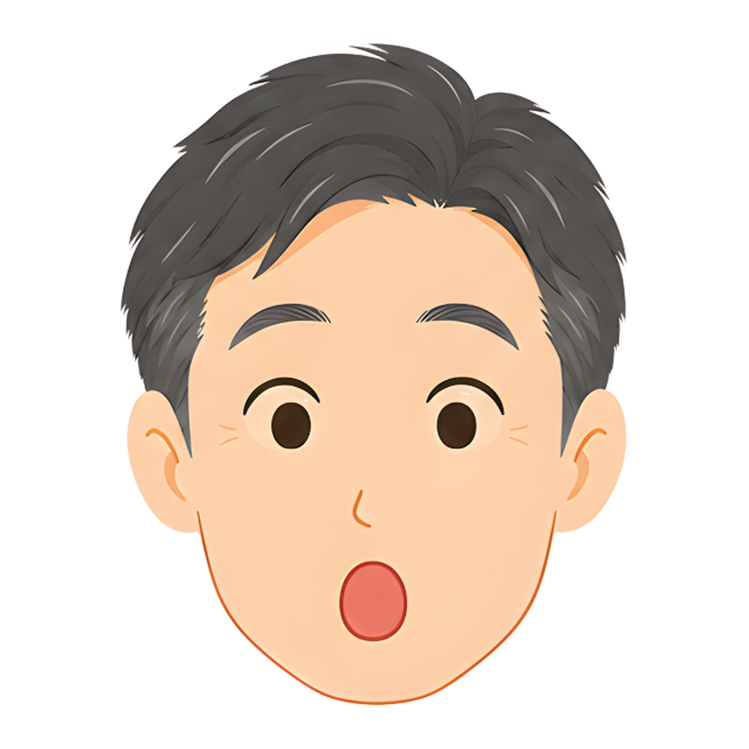 先生Iの顔（驚く）イラスト