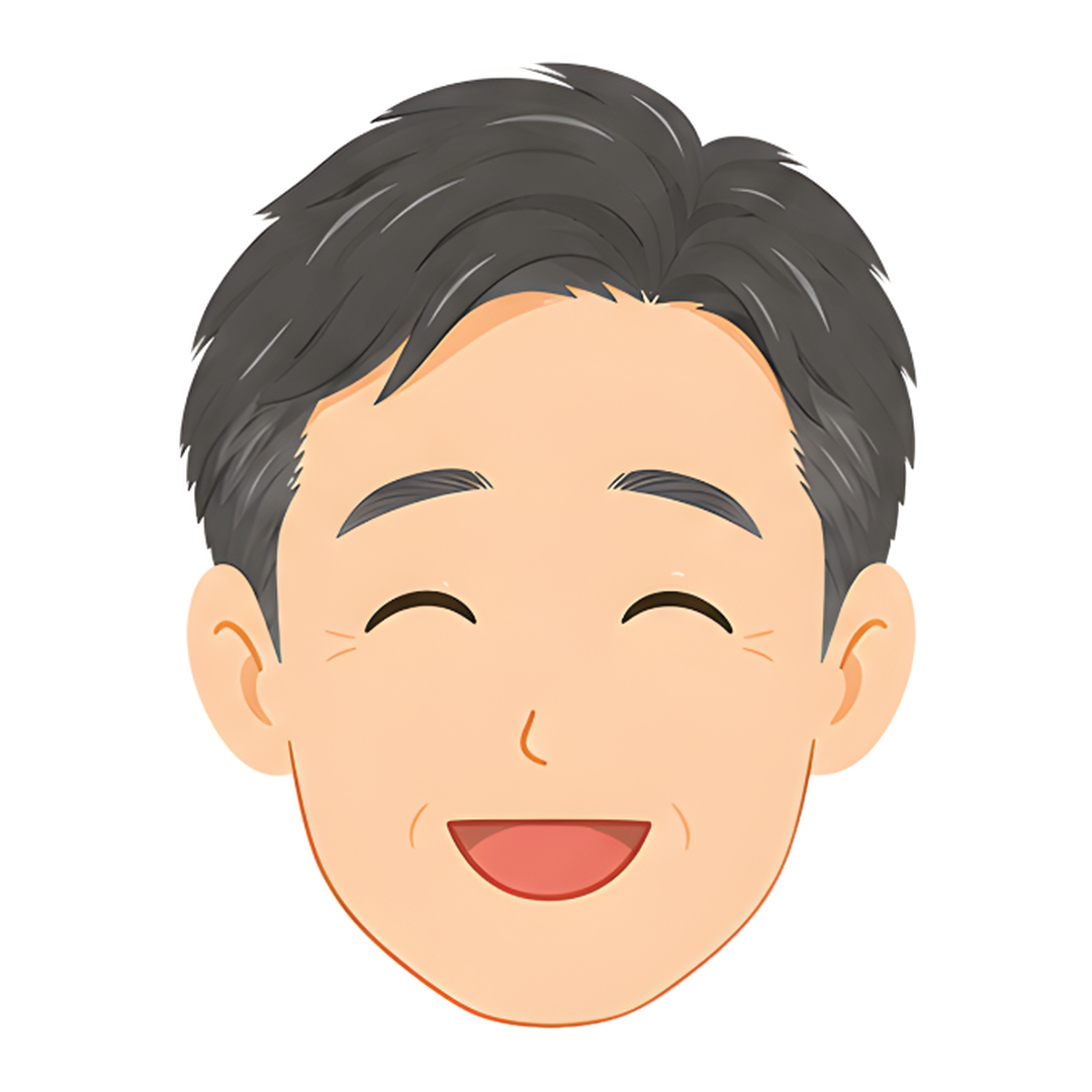 先生Iの顔（喜ぶ）イラスト