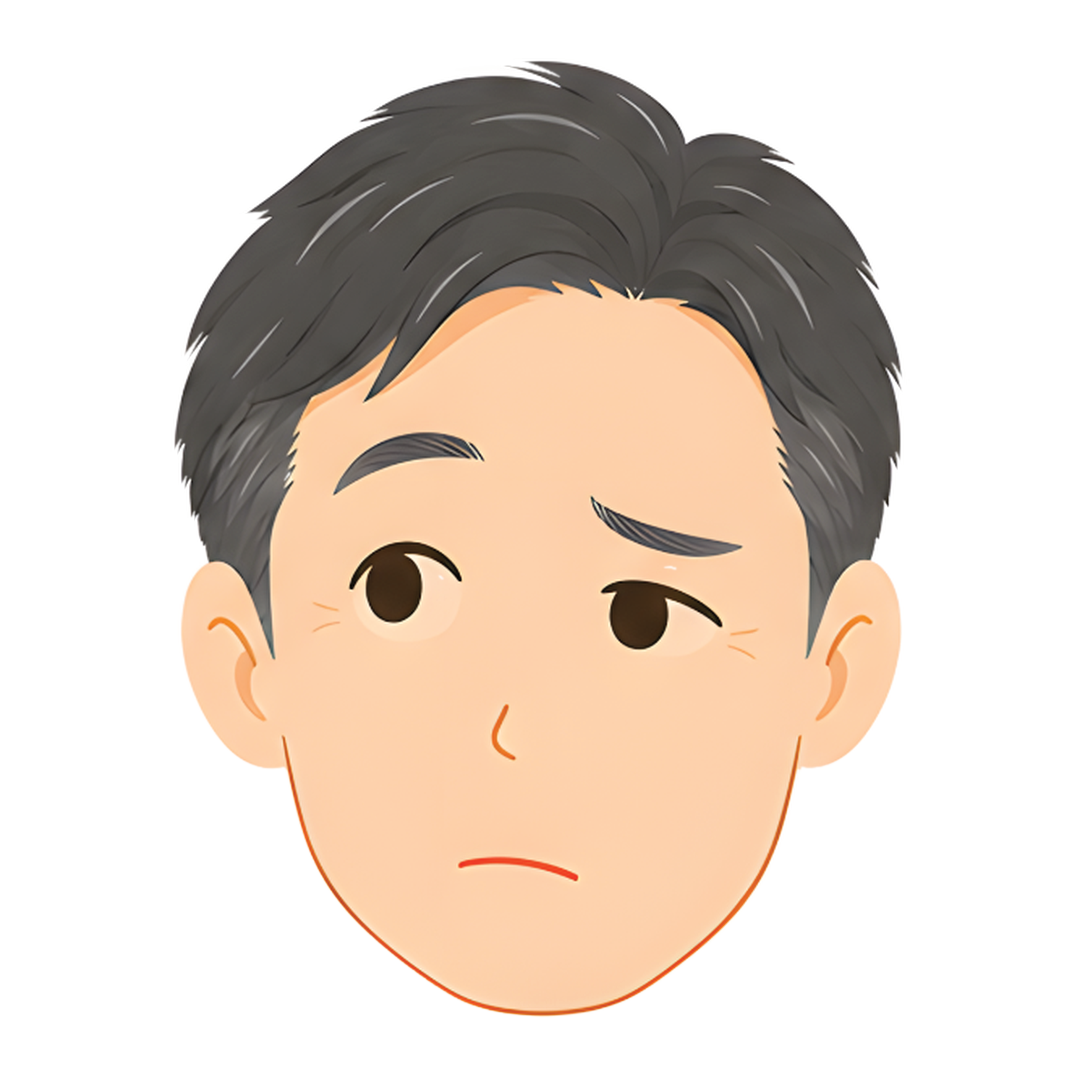 先生Iの顔（考える）イラスト