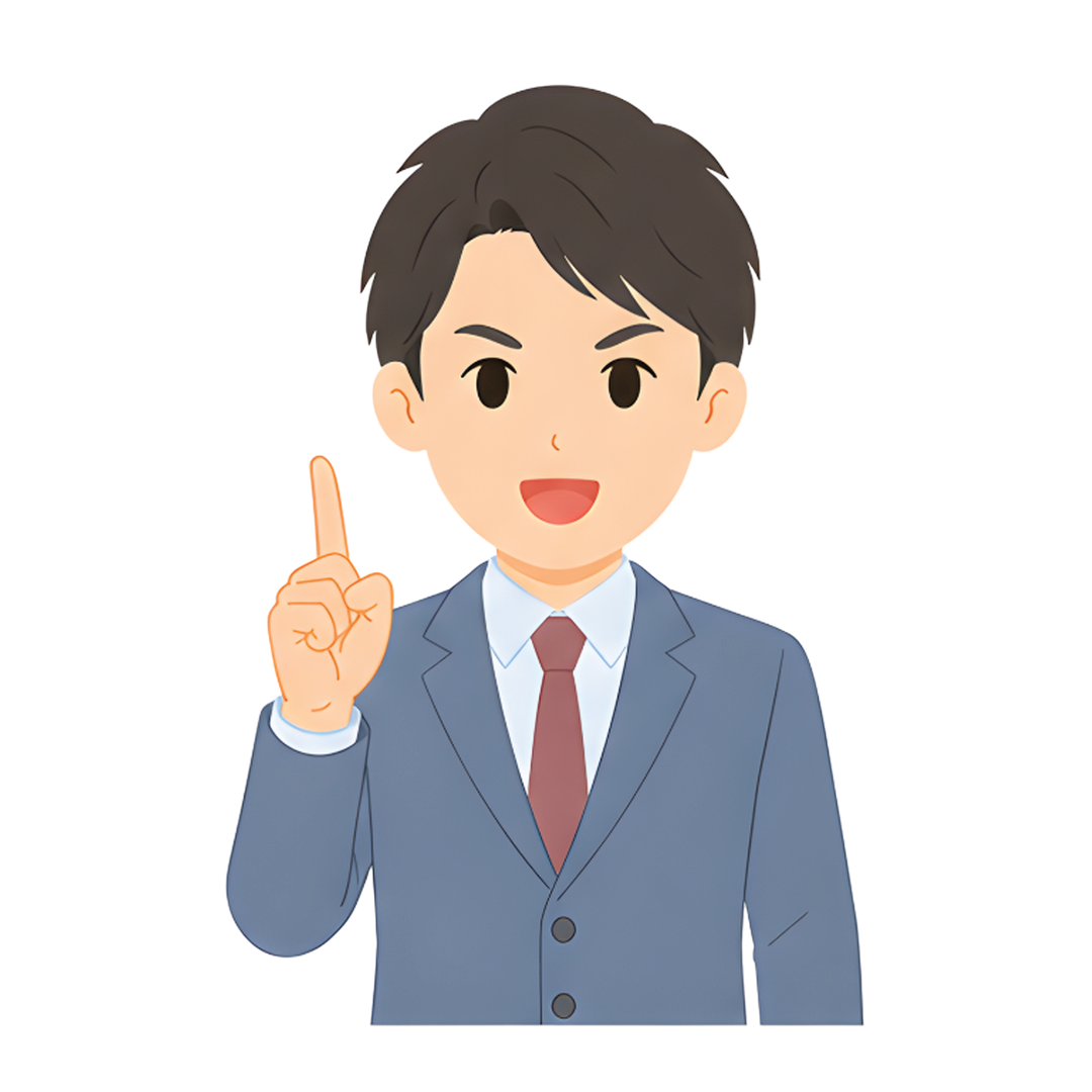 先生Aのスーツ姿の上半身（指す）イラスト