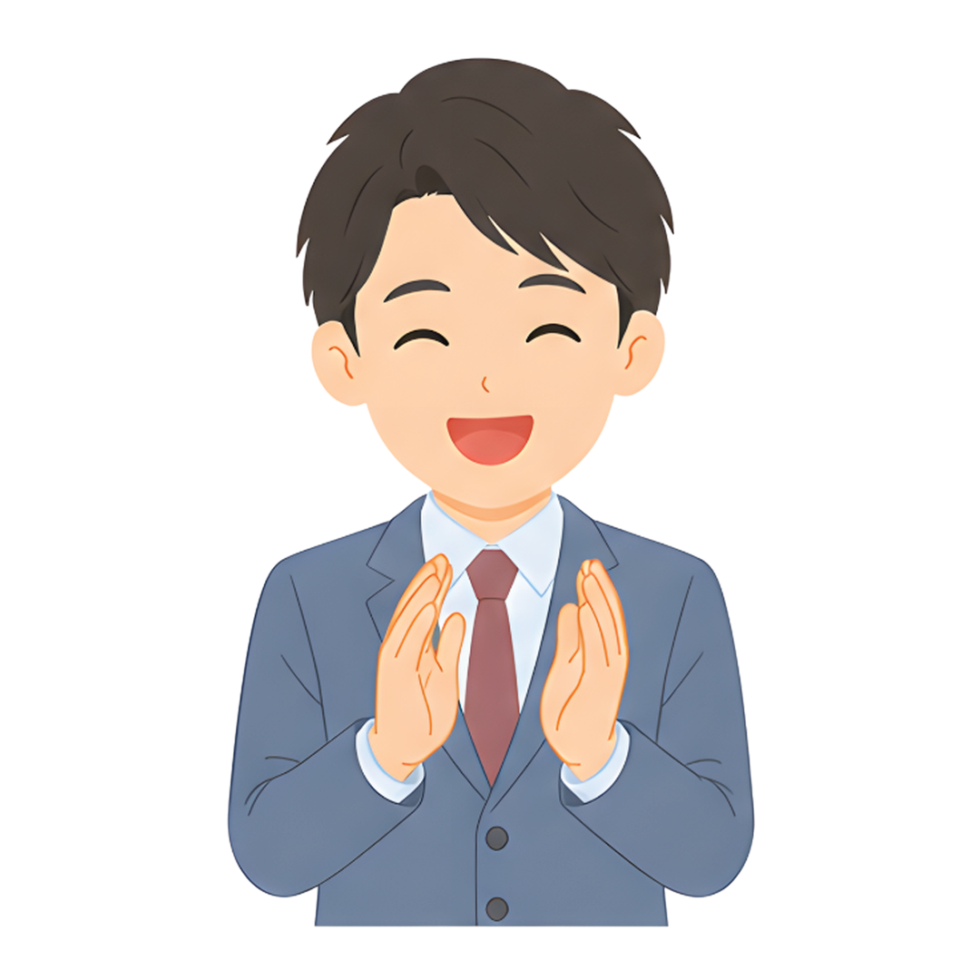 先生Aのスーツ姿の上半身（褒める）イラスト