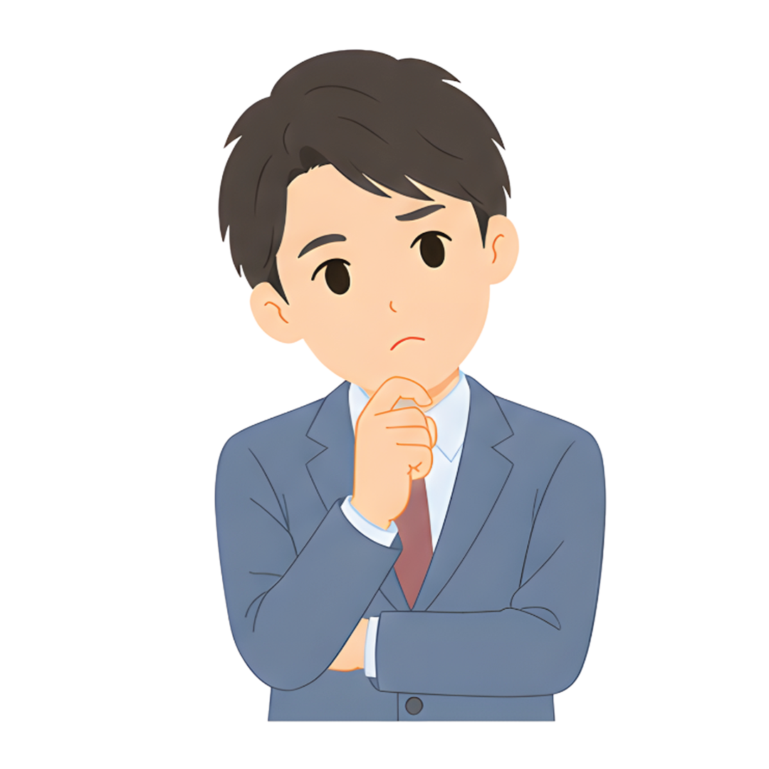 先生Aのスーツ姿の上半身（問いかける）イラスト