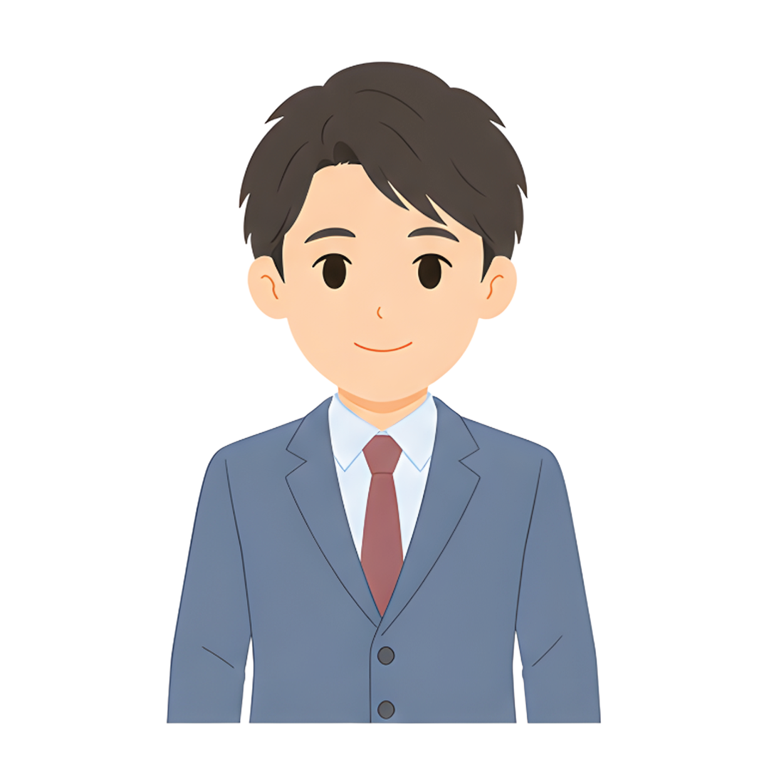 先生Aのスーツ姿の上半身イラスト