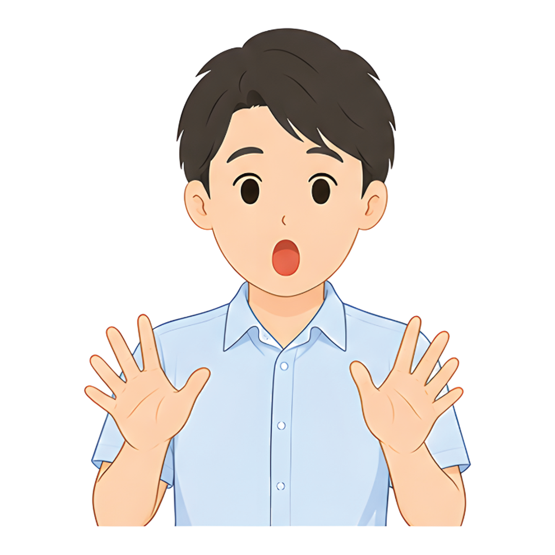 先生Aの上半身（驚く）イラスト