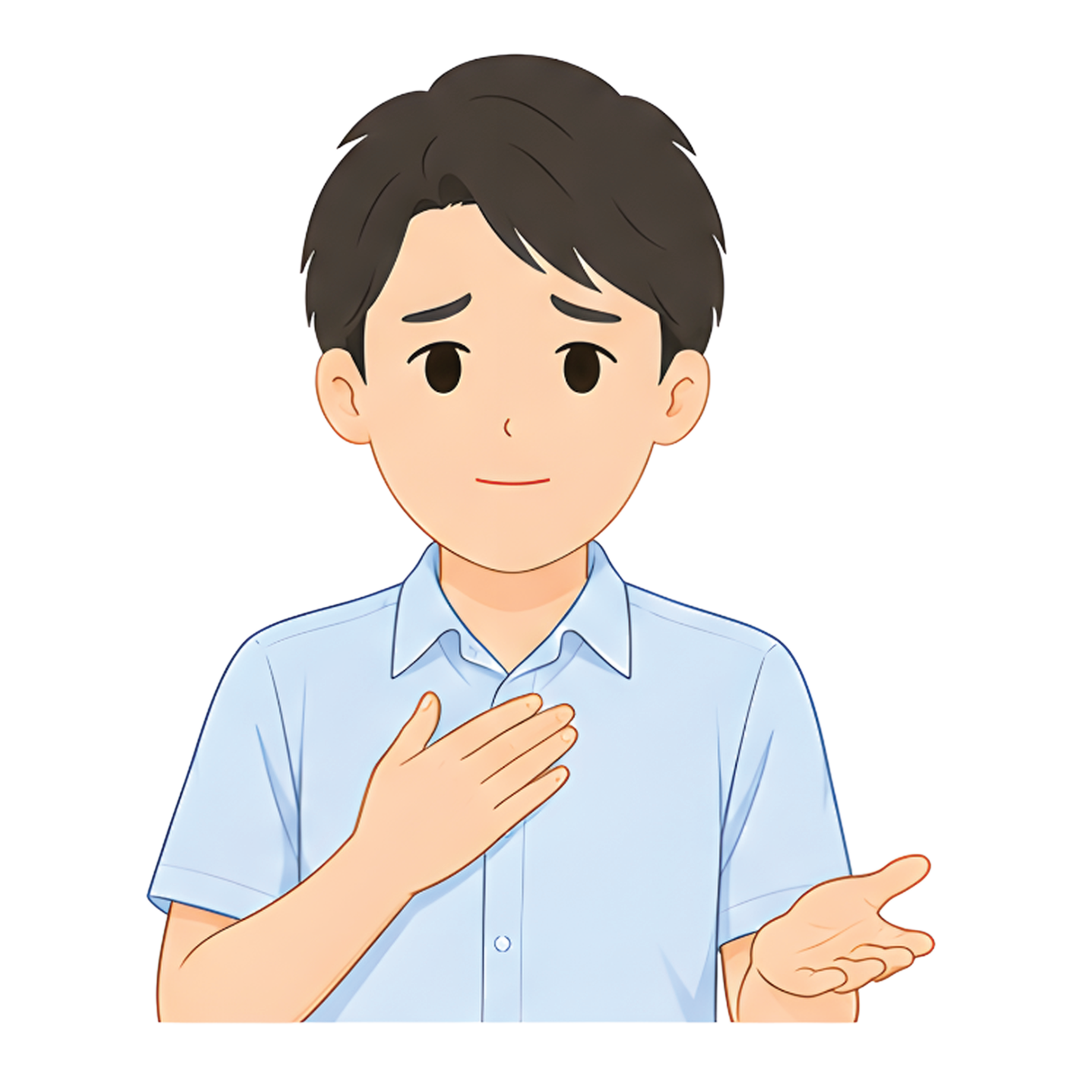 先生Aの上半身（寄り添う）イラスト