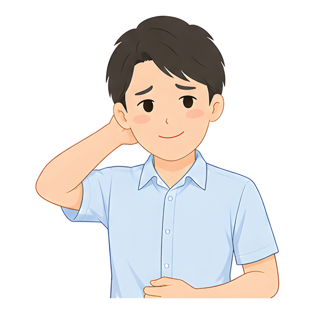先生Aの上半身（恥ずかしがる）イラスト
