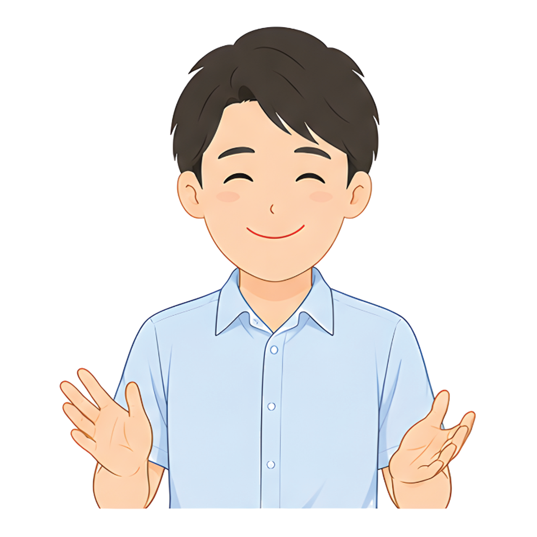 先生Aの上半身（喜ぶ）イラスト