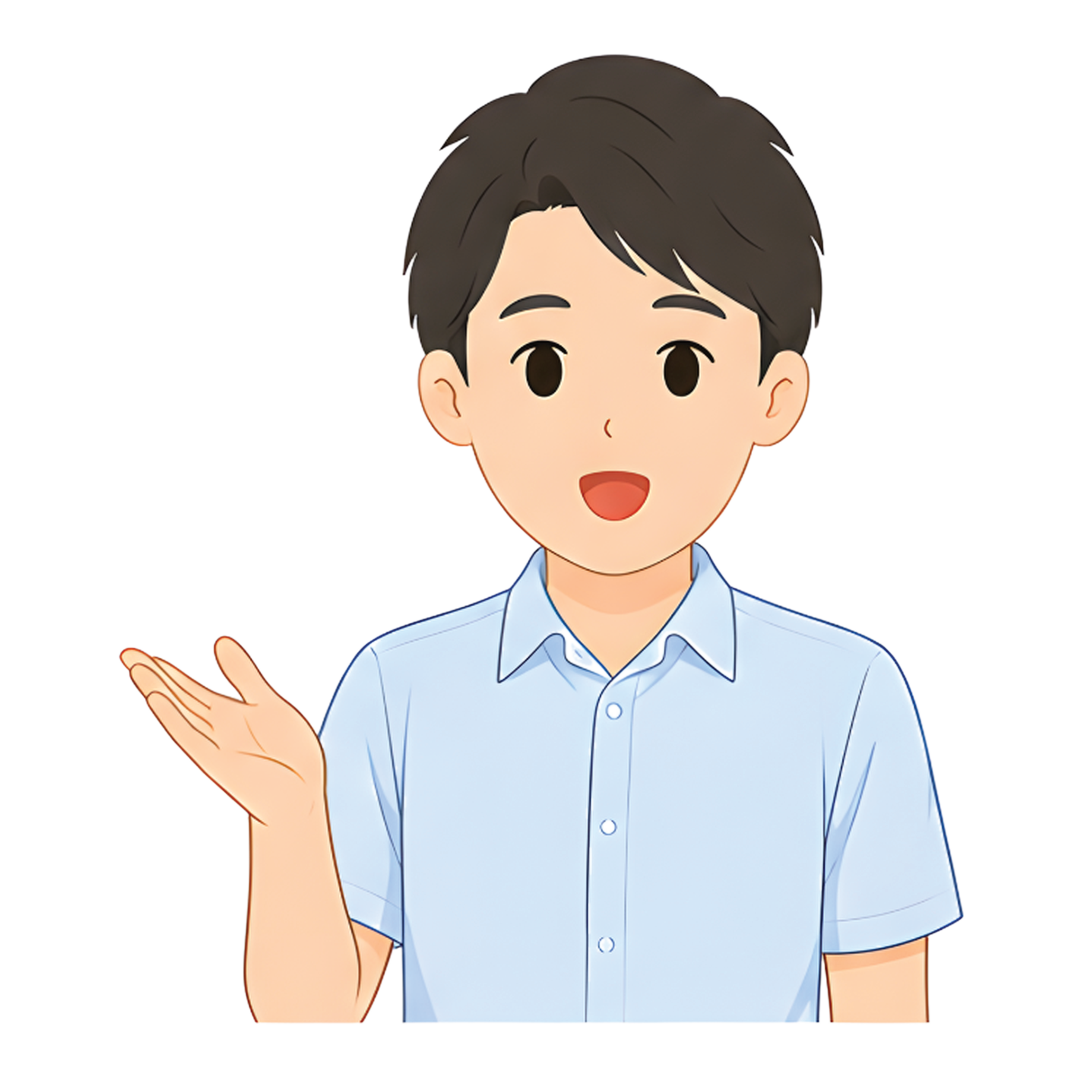 先生Aの上半身（閃く）イラスト