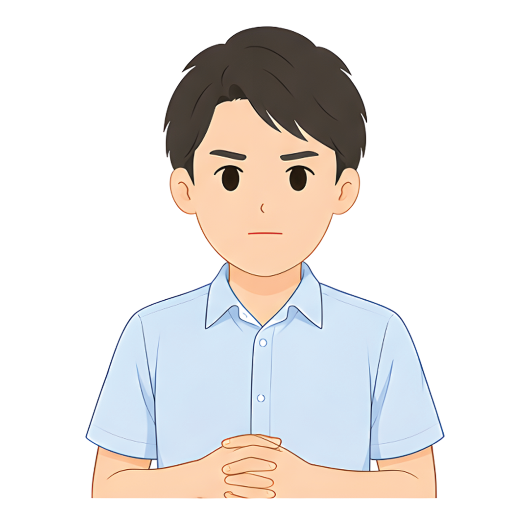 先生Aの上半身（真剣になる）イラスト