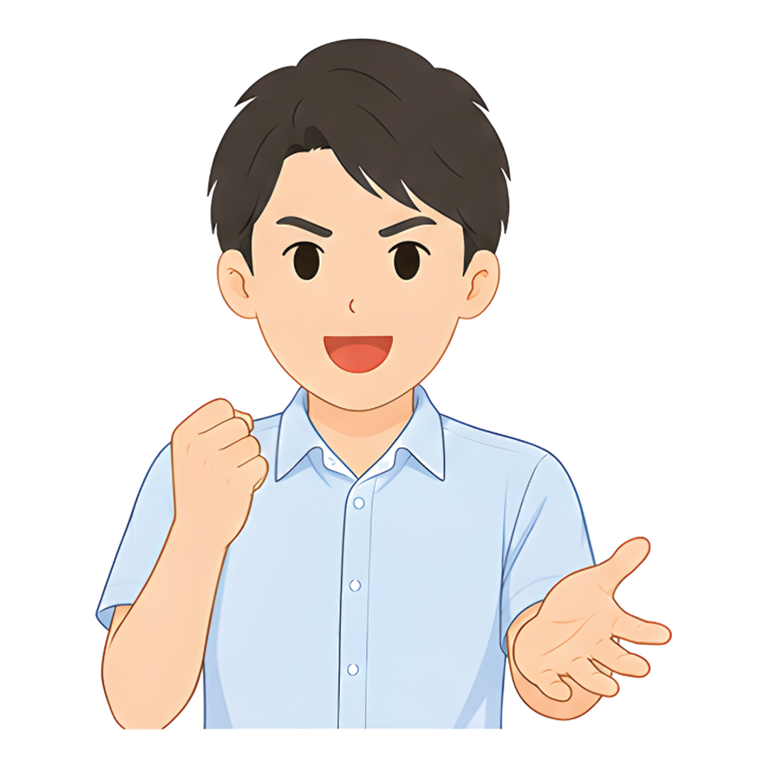 先生Aの上半身（励ます）イラスト