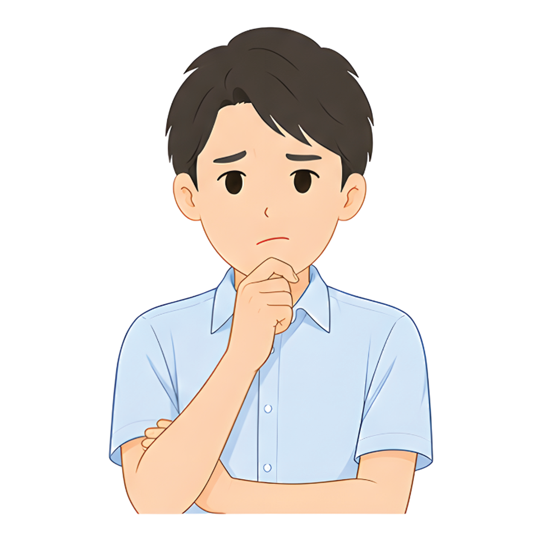 先生Aの上半身（考える）イラスト