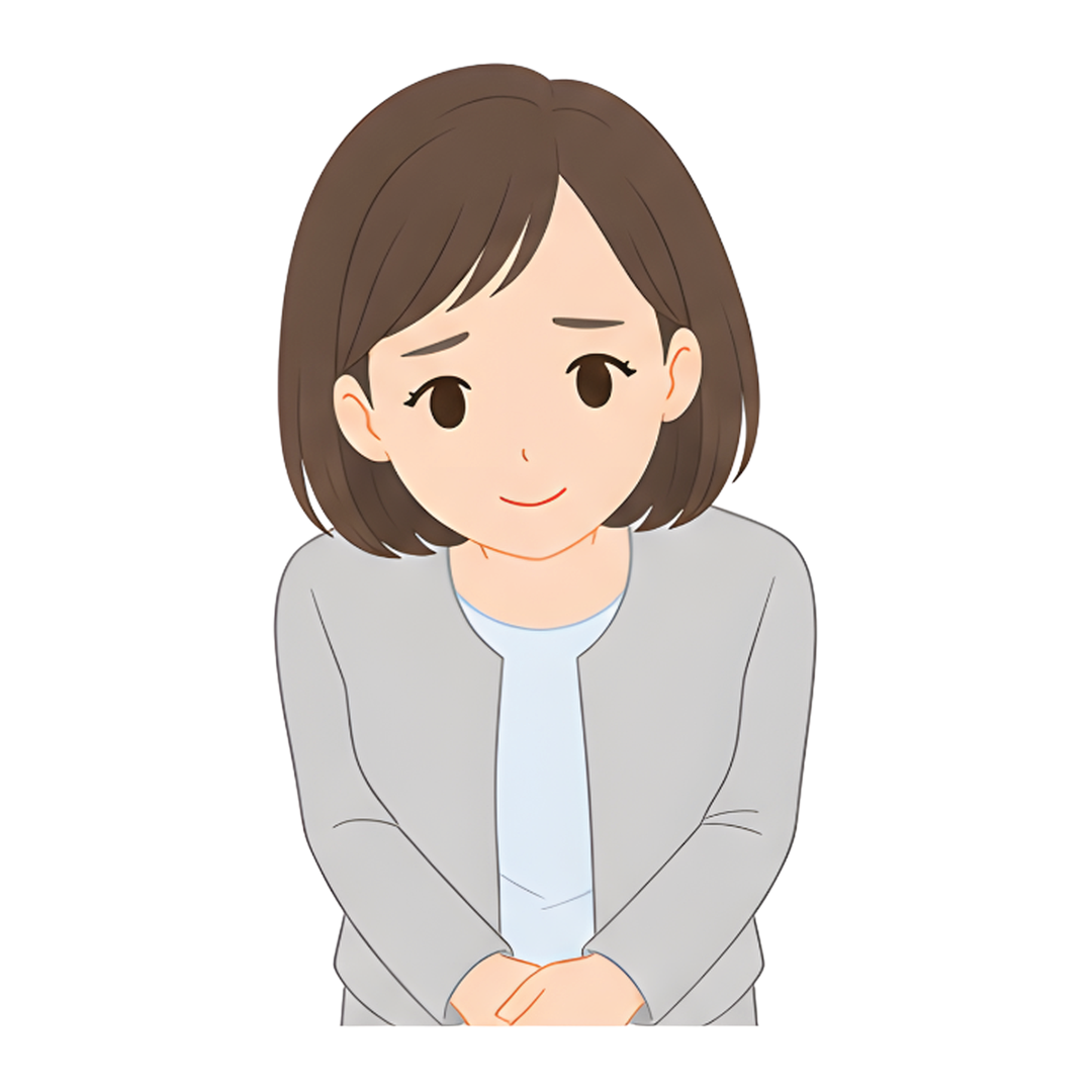 先生Bのスーツ姿の上半身（お願いをする）イラスト
