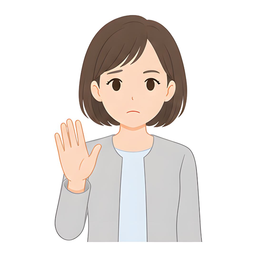 先生Bのスーツ姿の上半身（注意を促す）イラスト