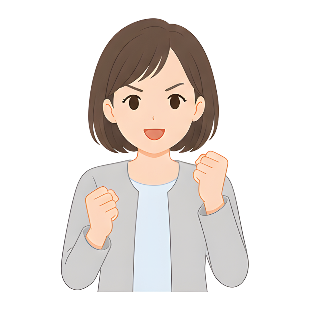 先生Bのスーツ姿の上半身（応援する）イラスト