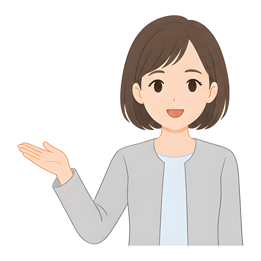 先生Bのスーツ姿の上半身（左を案内する）イラスト