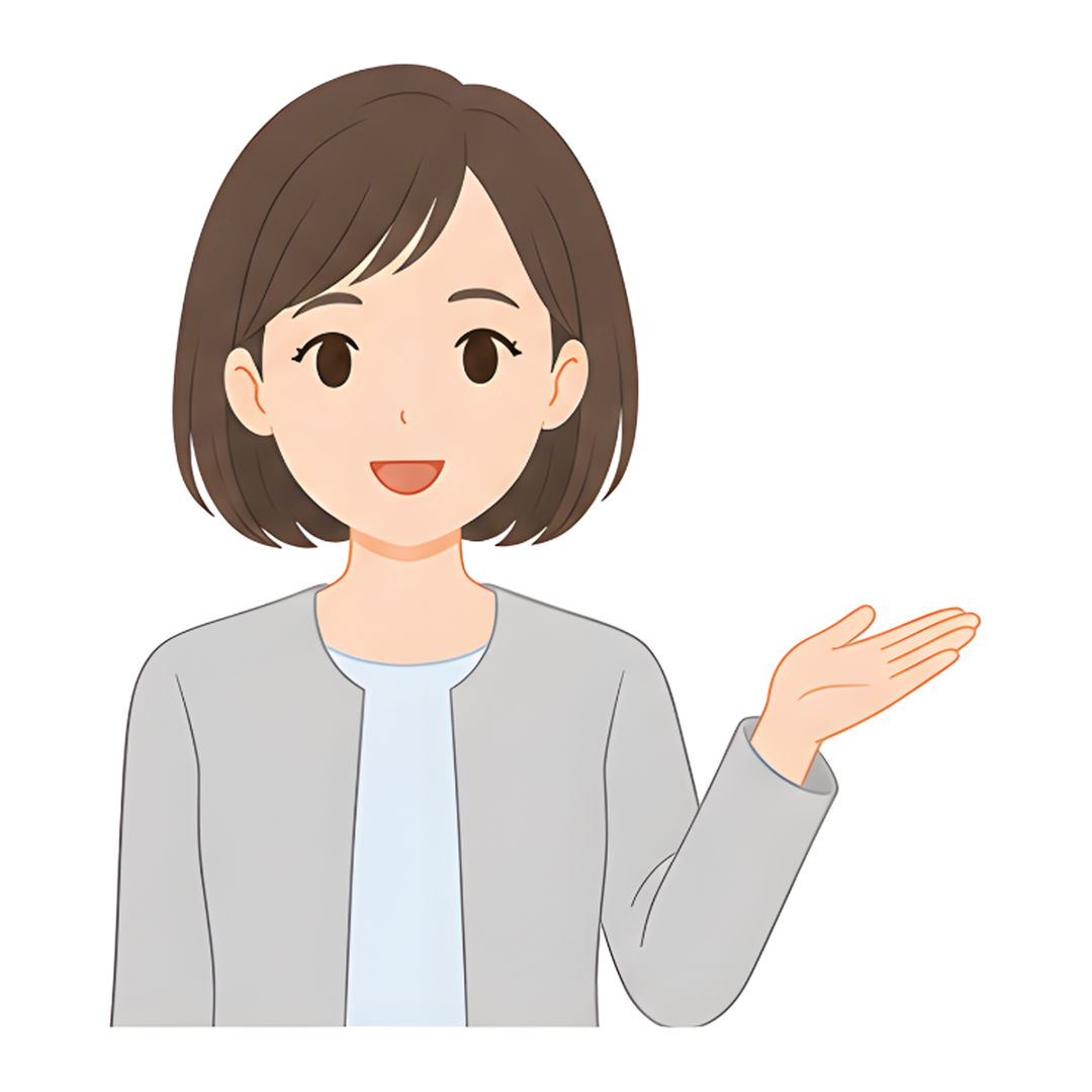 先生Bのスーツ姿の上半身（右を案内する）イラスト