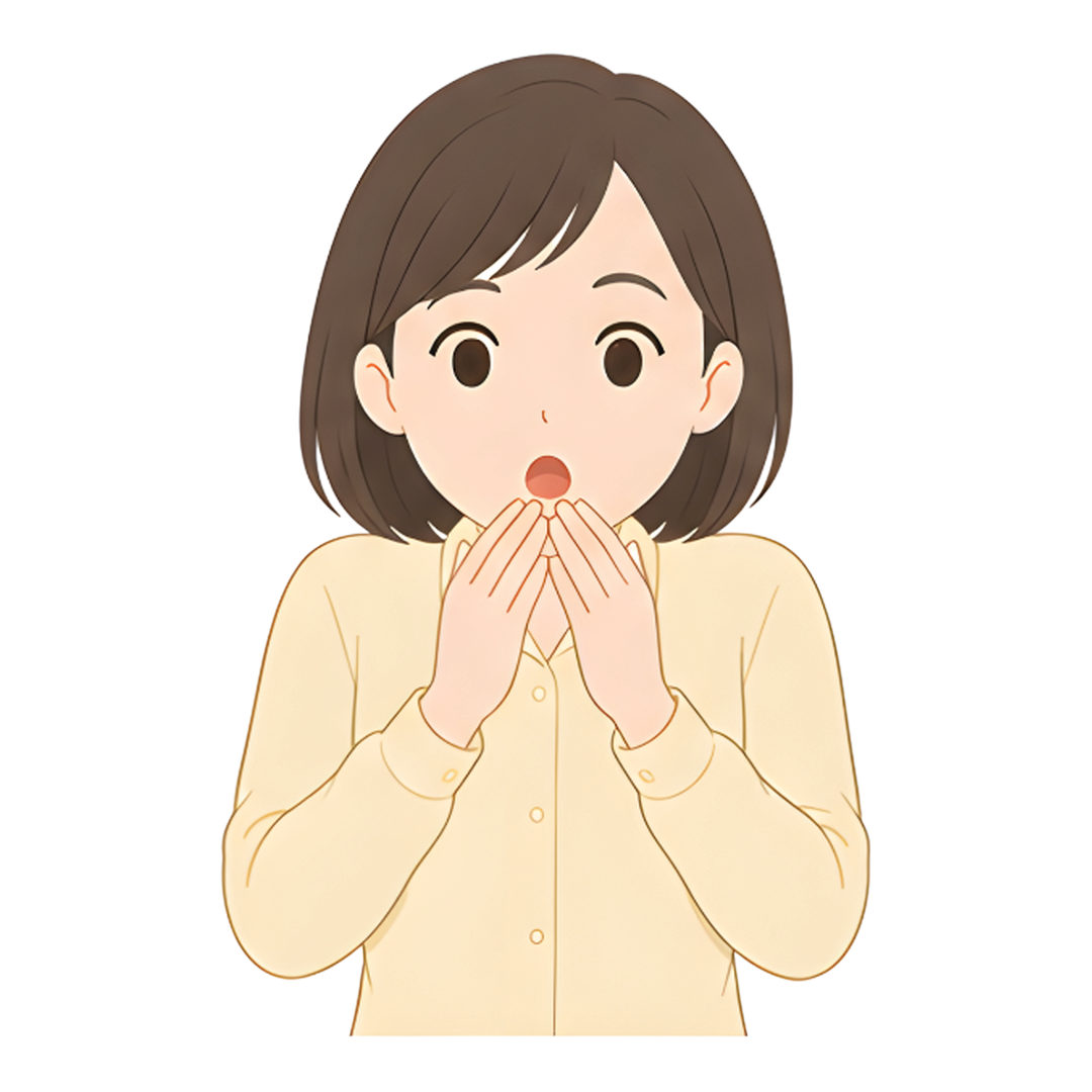 先生Bの上半身（驚く）イラスト
