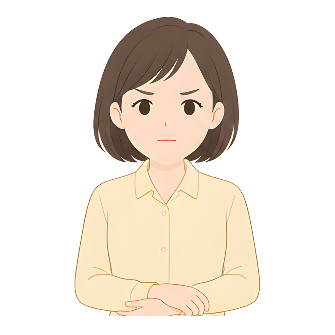 先生Bの上半身（真剣になる）イラスト