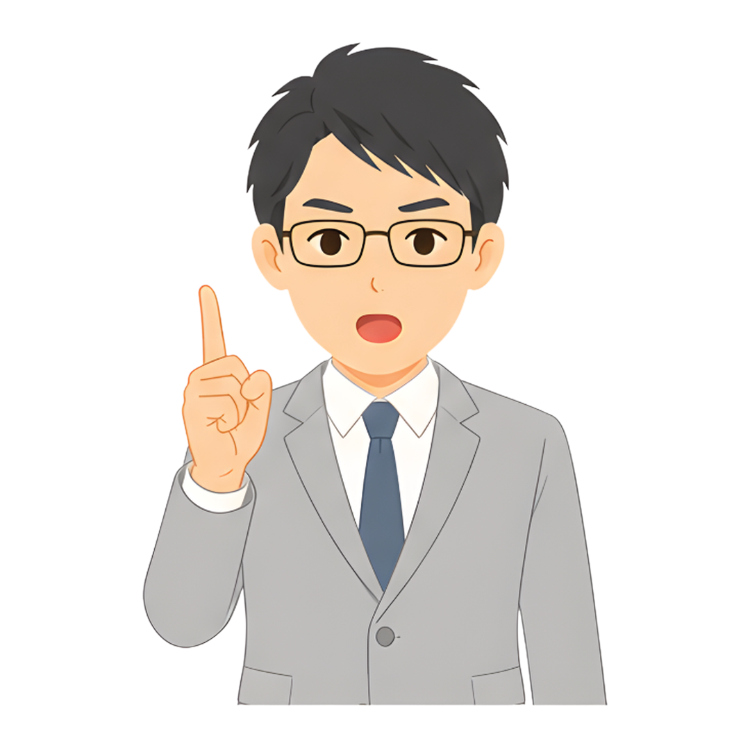 先生Cのスーツ姿の上半身（指す）イラスト