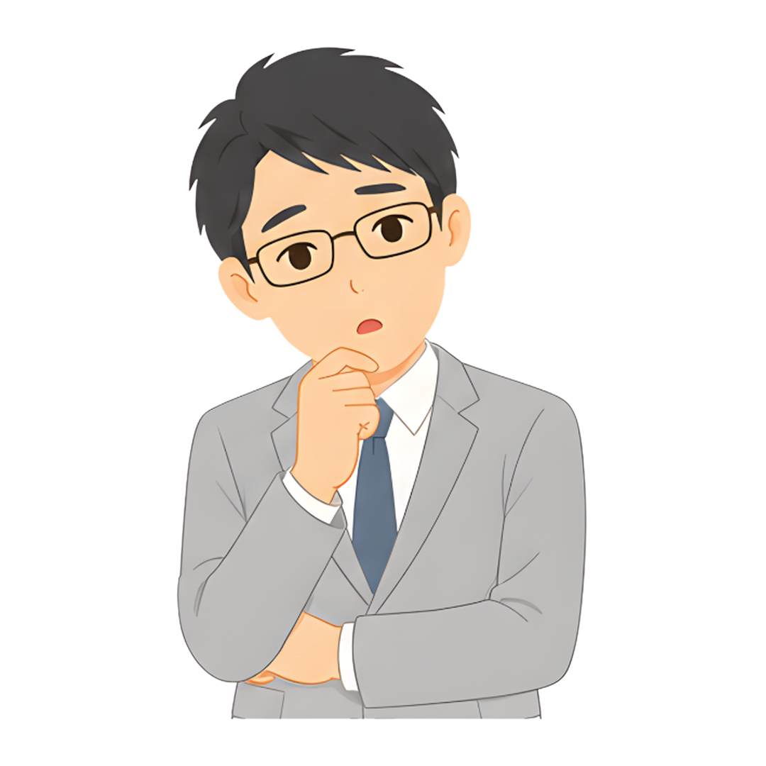 先生Cのスーツ姿の上半身（問いかける）イラスト